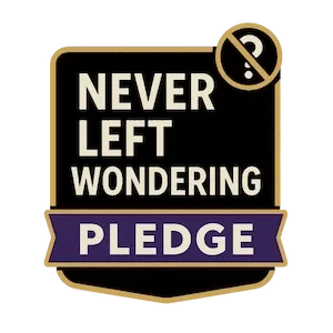 Never Left Wondering pledge badge